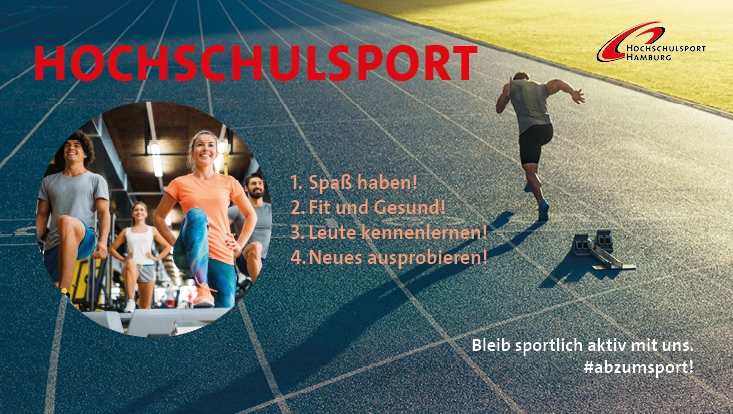 Infos zum Hochschulsport mit Sportlern und Text