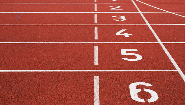 Kunststoffbahn mit den Nummern 1 bis 6