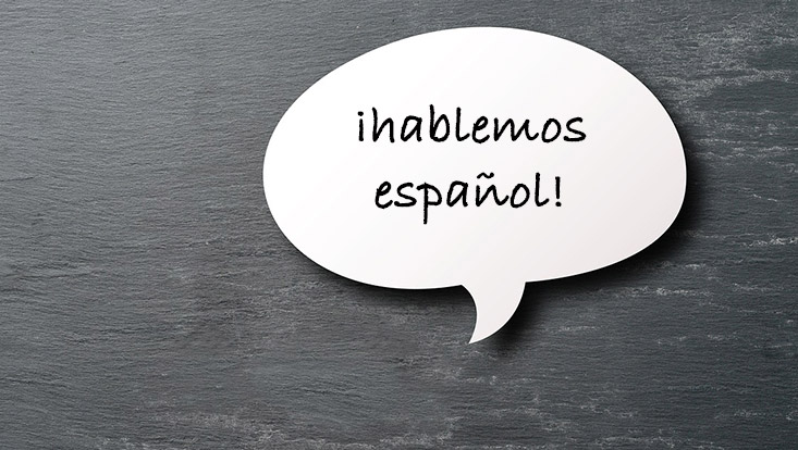 Sprechplase mit dem Text "hablemos espanol"