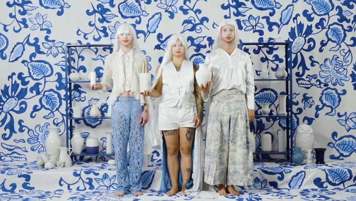 Szene eines Theaterstücks mit drei Personen