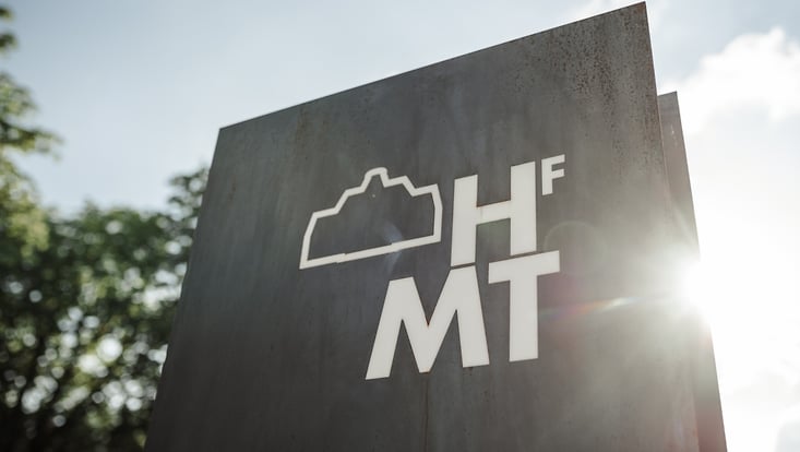 Stein mit Logo der HfMT